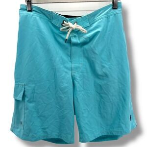 Polo Ralph Lauren Mens Turquoise Blue Cargo Swim Trunks Board Shorts Size M